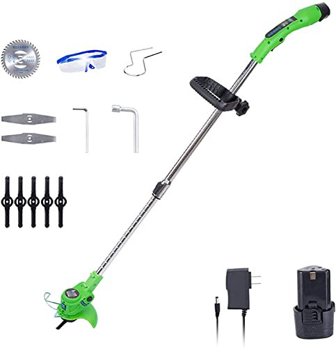 WQZzjm Elektrischer Rasenmäher, 12 V, rotierender elektrischer Rasenmäher, wiederaufladbar, tragbar, Teles-Gartenhaus-Mähmaschine, leichte Garten-Unkraut- und Schnittwerkzeuge, 2
