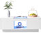 WEALTHOUSE Modern LED Coffee Table, Smart App Control RGB Lights, 2 Tiers and 2 Drawers for Living Room, Bedroom, Office, Gaming Room, Multifunctional Storage-Table with Tempered Glass Top (White)