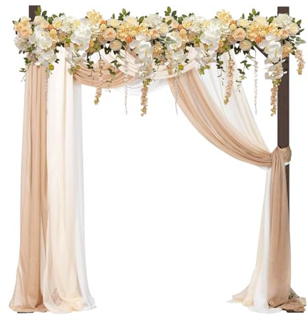 PlusFive Wedding Arch 2.28M, Square Wood Wedding Arch Backdrop Stand, Garden Arbor, Big Wooden Wedding Arch Frame for Proposal Wedding Birthday Valentine's Day Outdoor Indoor Garden Decor, Rustic Boho