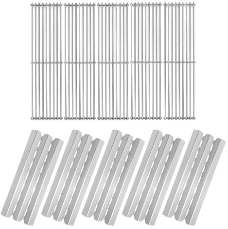 Votenli 5 Packungen 96021 Heizplatten und 5 Stück Grillroste Ersatzteile für Broil King Baron 320, 340, 420, 440, 490, 540, 590, 590-S,9635-87, 9221-64, 9221-54, 9211-54, 9211-54, 9211-54, 9211-54