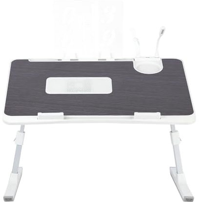Huole - Bandeja de cama portátil para ordenador portátil con patas plegables, escritorio plegable para trabajar, leer y escribir, apta para sofá, cama, playa, 60 x 40 x 26-39 cm, color negro