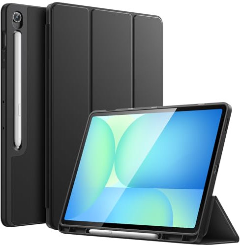 JETech Case for Samsung Galaxy Tab S10 FE Plus/S10 FE+ 13.1-Inch with S Pen Holder, Soft TPU Tri-Fold Stand Protective Tablet Cover, Support S Pen Charging, Auto Wake/Sleep (Black)