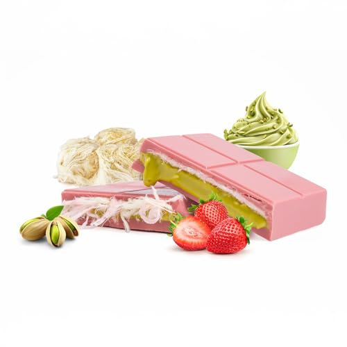 WeNatur Angel Hair Chocolate - Chocolate con pistacho, sabor a fresa y un delicado relleno de pişmaniye, una experiencia de sabor única y exquisitamente deliciosa (180 g)