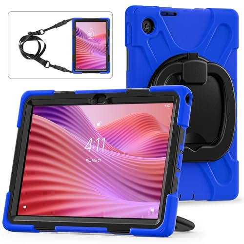 ZXHYliang Étui compatible avec Lenovo Tab 10.1 (TB-311XU) sorti en 2025, avec bandoulière, housse hybride portable antichoc pour tablette Lenovo Tab 10,1 TB311FU (bleu)
