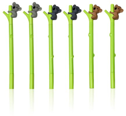 6 Penne Neutrali A Forma Di Koala, Penne Per Animali Creativi, Graziose Provviste Per L'Ufficio E Scrittura Per Gli Studenti.