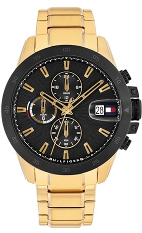 Tommy Hilfiger Quarzuhr mit Zwei Zeitzonen für Herren mit Edelstahlarmband oder Lederarmband