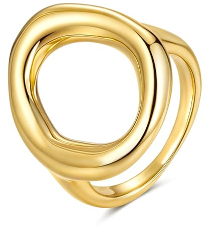 YeGieonr Ringe Damen Gold – Edelstahl Ring Damen Wasserfest,Vergoldeter Edelstahlring,Goldener Schmuckring für Frauen