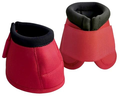 Gallopoff Hufglocken Pferd 2er Set – Stoßdämpfend & Scheuerfrei, Ballenschutz für Pferde aus Neopren, Weiche Schutzglocken mit Klettverschluss für Training & Weide Rot XL