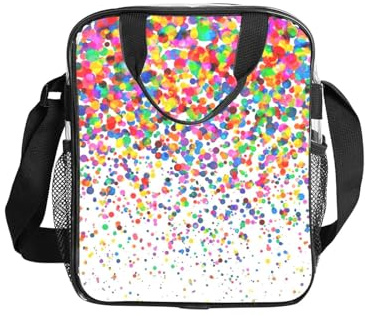 GUOLGP Lunch-Tasche mit farbigen Punkten, transparent, isoliert, für Lebensmittel, Schule, Arbeit, Reisen, Picknick, Bento-Box