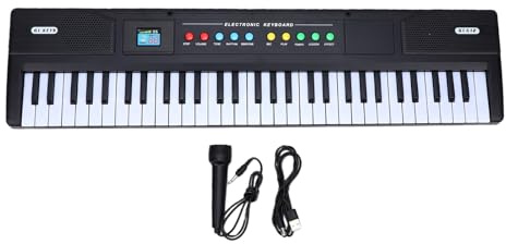 Sorandy 61-Tasten-Klavier mit Elektronischer Tastatur, Tragbares Musik-Keyboard, Klavierinstrument Im Lehrmodus mit 8 Tönen, 16 Rhythmen, Aufnahmewiedergabe und Mikrofon, Ideal für Anfänger, Kinder