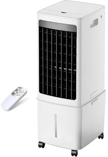 Aire Acondicionado Portatil 3 en 1 Enfriador de Aire con Tanque de 12L 3 Velocidades Temporizador 7.5H Ideal para el hogar la Oficina el Dormitorio,Blanca,62x23CM