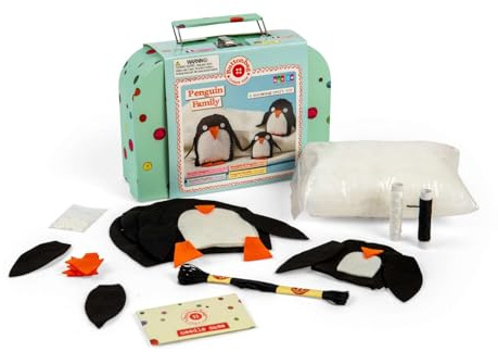 Buttonbag Penguin Family Learn to Sew Craft Kit, Gift Suitcase | Kids Sewing Craft Kit, Suitable for All Levels, Full Instructions, Children's Craft Kit with Gift Suitcase