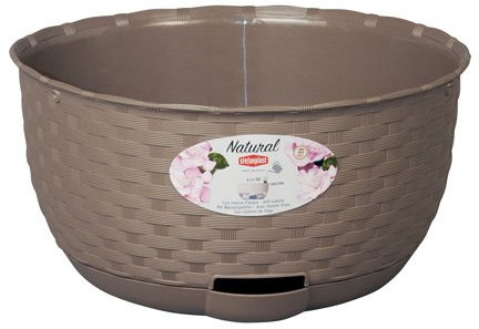 HERSTERA 10005830 Blumenampel Pflanzgefäss con Untersetze, Taupe, 30 x 30 x 15 cm