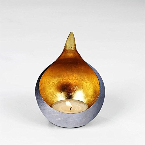 Caldera Windlicht Eisen klein gebürstet/gold H15cm
