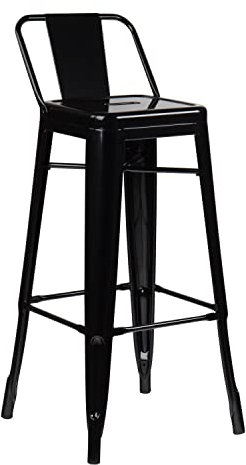 SKLUM Hoher Hocker mit LIX Stahl Rückenlehne Schwarz