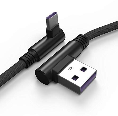 TECHGEAR Câble USB C, 30cm Type C à Angle Droit 90° à Charge et Sync Rapide Compatible avec Huawei P40, Moto G9, Xiaomi Note 10/11/Pro, Realme 8, Samsung A52, S22/S21/S20/FE S10/A22/Pixel 6 etc Noir