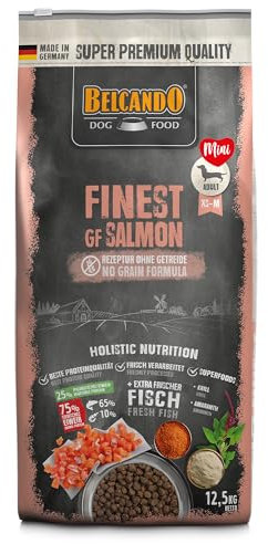 BELCANDO Finest GF Salmon [12,5 kg] getreidefreies Hundefutter | Trockenfutter für kleine & mittlere Hunde | Alleinfuttermittel für Hunde ab 1 Jahr