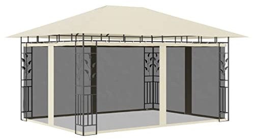 vidaXL Pavillon mit Moskitonetz 4x3x2,73 m Creme 180 g/m²