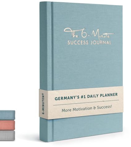 The 6-Minute Success Journal | Daily Planner, Organiser | Achieve Your Goals with more Motivation, Mindfulness & Focus | Premium Quality, A5, Undated (Sky Blue)