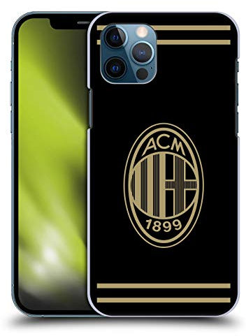 Head Case Designs Offizielle AC Milan Schwarz Und Gold Wappen Harte Rueckseiten Handyhülle Hülle Huelle kompatibel mit Apple iPhone 12 / iPhone 12 Pro