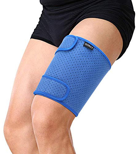 Support de cuisse Doact pour soulagement de la douleur à l'aine aux ischio-jambiers, enveloppe de manchon de compression réglable avec sangle antidérapante pour les ischio-jambiers tirés, l'inflammati
