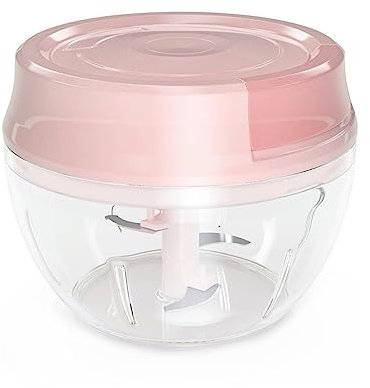 UIOK Zwiebelschneider Manuell, Gemüseschneider Zwiebel Zerkleinerer mit Seilzug, Küche Multifunktionschopper für Knoblauch, Zwiebeln,Obst,Babynahrung,Gemüse,Leicht zu Ziehen (M-500ml)