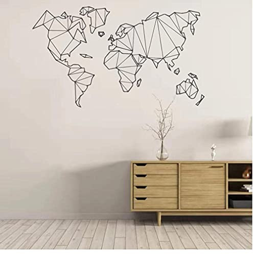 Grande Formato Geometrico Mappa Del Mondo Adesivo Da Parete In Vinile Murale Adesivo Staccabile Casa Soggiorno Decorazione Accessori Camera Da Letto 73 X 43 Cm