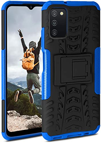 ONEFLOW Tank Case für Samsung Galaxy A03s Hülle Outdoor, stabile Panzerhülle mit Kamera und Display Schutz, sichere Handyhülle, TPU Handy Schutzhülle mit Ständer, Blau Schwarz