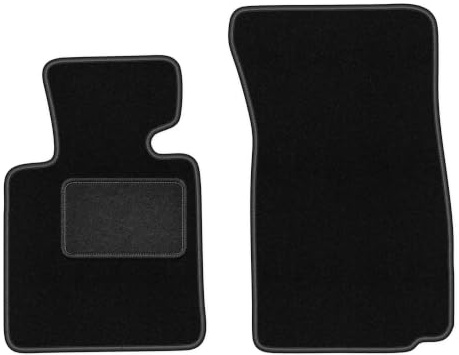 Velours-Fußmatten vorne passend für BMW Z4 E85 2002-2008, Schwarz, LUX | passend für Cabrio; Velours-Teppich (Polypropylen), ca. 6,5 mm; rutschfest, BMW T-Befestigungen