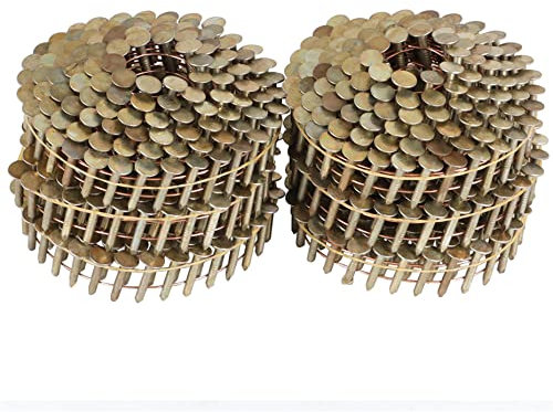kimllier Lot de 3600 clous de bardage à tête ronde - Bobine de 15 degrés - Tige d'anneau de 1,9 cm x 0,30 cm - Galvanisé à chaud