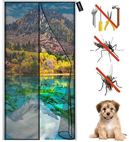 moustiquaire porte camping car 125 x 200 cm Moustiquaire Porte Fenetre Fermeture Automatique Rideau Anti Mouche sans Percer pour Couloirs Portes Patio - Noir