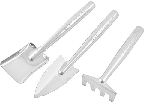Ruilogod Metall Schaufel Kelle Rake Gabel Gartenarbeit Gartengeräte Set 3 in 1