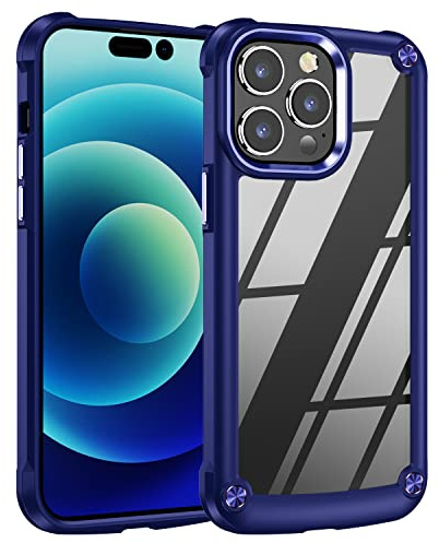 TECHGEAR iPhone 14 Pro Tough Case, [Fusion Armour] Premium Slim Hybrid Tough Rugged Protective Bumper Case Heavy Duty Protection with Clear Back Designed For iPhone 14 Pro 6.1 - Blue