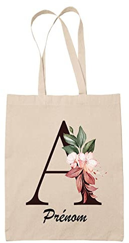 Planetee Tote Bag Lettres prénom | Sac coton cabas réutilisable prénom nom métier personnalisé | Idée cadeau customisable