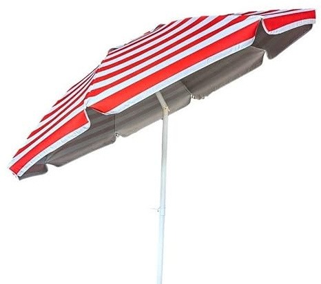LIFE IS Sombrilla de playa de 200 cm. Poste de 32 mm con articulación. Tejido de poliéster con revestimiento anti UV interior. Chimenea cortavientos., rojo
