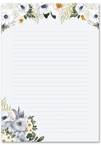 20 Blatt Briefpapier HASENWIESE - DIN A4 Format - Blumen & Blüten