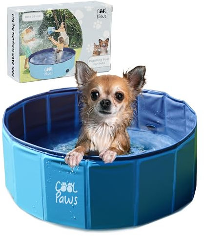 Cool Paws Paddling Pool – Foldable Dog & Kids Pool in Multiple Sizes (S–XL), Leakproof & Durable Hard Plastic Design, Pet Bath or Play Pool for Indoors, Outdoors, Garden, Patio – Blue