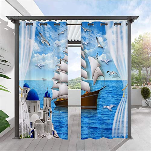 Heavyoff Outdoor Vorhänge Wasserdicht, Wetterfest Sichtschutz Terrasse Sonnenschutz für Balkon Veranda Pergola Gartenlaube 1 Stück, Stil 1, 117x160cm