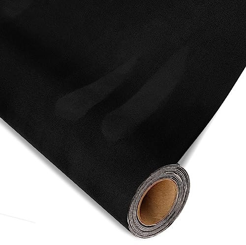 Mikrofaserstoff Folie Selbstklebende Wildleder Optik Autofolie, Wildlederimitat Selbstklebend, für Autoinnenräume, Polsterungen, Schmuck-Schublade (20cm x 150cm, Schwarz)