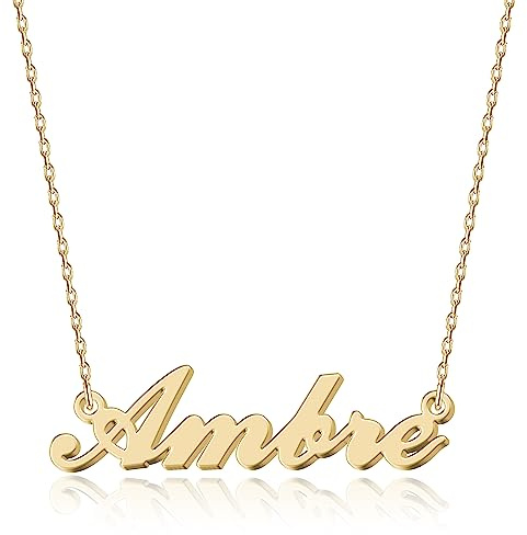 UMAGICBOX Collier Personnalisé avec Prénom - En Acier Inoxydable 316, Plaqué Or 18K, Artisanal, 14 Styles de Polices et 4 Couleurs au Choix - Emballage Élégant
