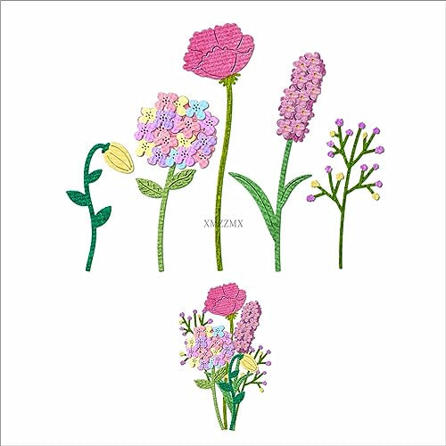 XMZZMX Hydrangeas Hyacinths Metal Cutting Dies for Card Making, Paper Embossing Die-Cuts Kit Storage Pockets Supplies, Scrapbooking Stencils