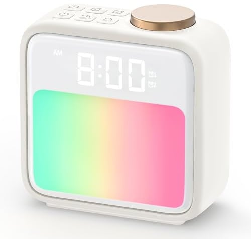 FUNFOR Light Alarm Clock, Wake Up Light for Heavy Sleepers, 6 Natural Sounds and 10 Colors RGB Night Light, Dual Sunlight Alarms, Sleep Aid & Snooze, Bedside Alarm Clocks for Kid's Bedroom