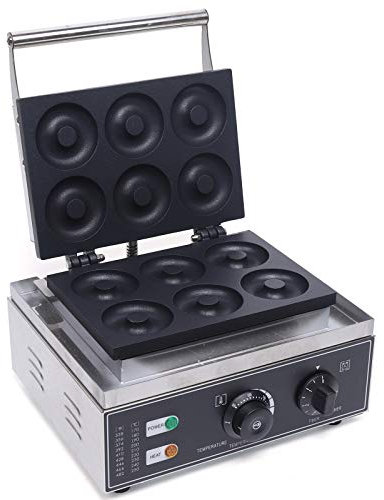 HarBin-Star Donutmaschine aus Edelstahl, Donut Maker für 6 kleine Donuts, Doughnut Maschine Elektrisch 220V 1550W Kommerziell Donut Maschine