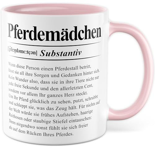 Tasse Pferdemädchen Geschenk Definiton Pferdeliebhaber, Kaffeetasse für Mädchen Geburtstag Mädchen Humor Pferd Pony Fan Geschenkidee für Frauen Lexikon Duden Witz Kaffee-Becher