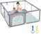 Dripex Laufstall Baby 124x124cm, Laufgitter Baby, Laufstall mit atmungsaktivem Netz, Laufgitter 210D Oxford Gewebe, Playpen, kinderlaufstall, Grau