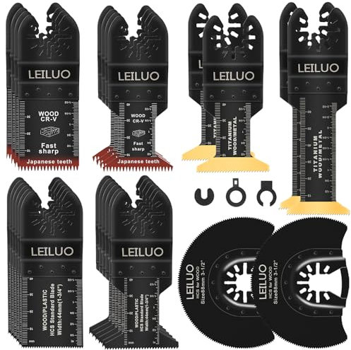 LEILUO Set di lame per utensili multiuso da 29 pezzi, accessorio universale per strumenti oscillanti con custodia, compatibile con Einhell Makita DTM51Z Dremel Parkside e altri