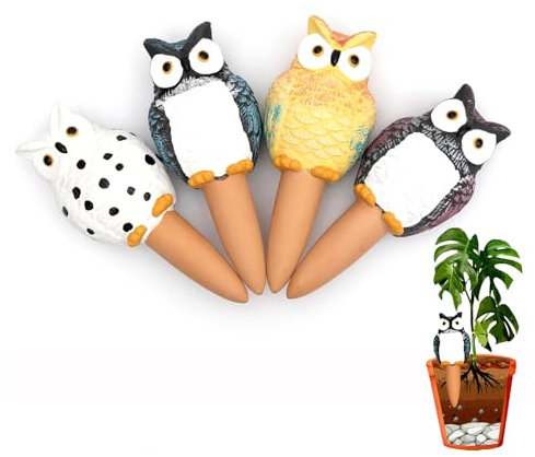 Joyeee Tonkegel Bewässerung 4er Set, Pflanzen Wasserspender Ton, für Zimmerpflanzen & Balkonkästen, Bewässerungs-Tonkegel