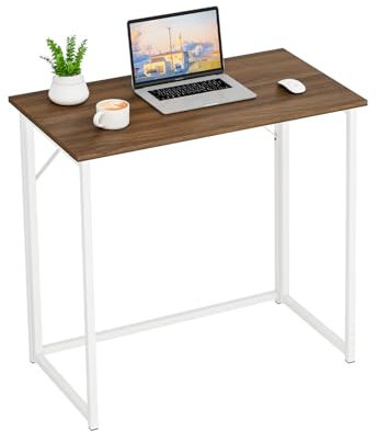 Dripex Schreibtisch Faltbar Tisch Computertisch Klappbar PC Tisch für Homeoffice Arbeitszimmer (Braun-Montage)