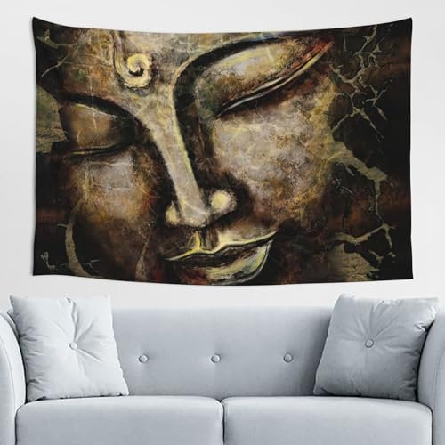 Conank Brauner Buddha-Tapisserie, Yoga, Meditation, buddhistische Wandkunst, indischer Hippie-, Bohemian-, psychedelischer abstrakter Zen-Wandbehang für Schlafzimmer, Wohnzimmer, Heimdekoration, 203 x