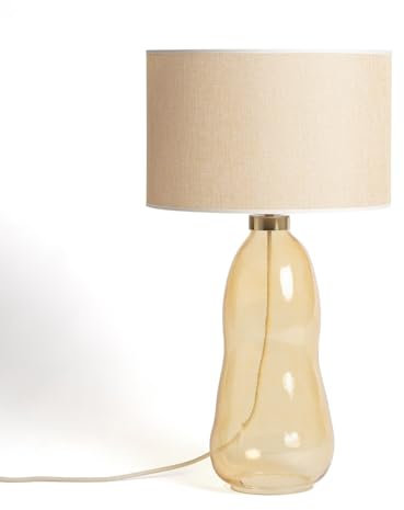 LEDKIA LIGHTING Lámpara de Mesa Tela y Cristal Big Nally Naranja E27